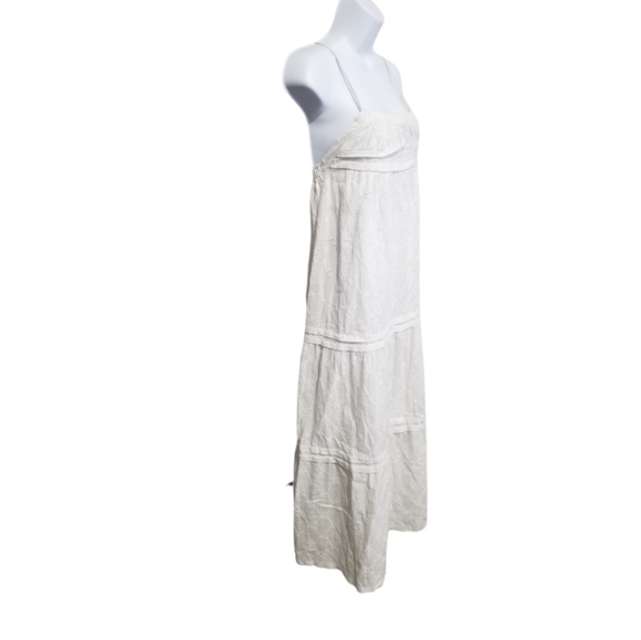 SOLD• Zara White Eyelet Maxi A-line Dress Small - Picture 2 of 6